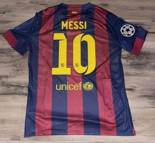 Fc Barcelona Messi 10 Retro Home Jersey 2015 UCL Winners