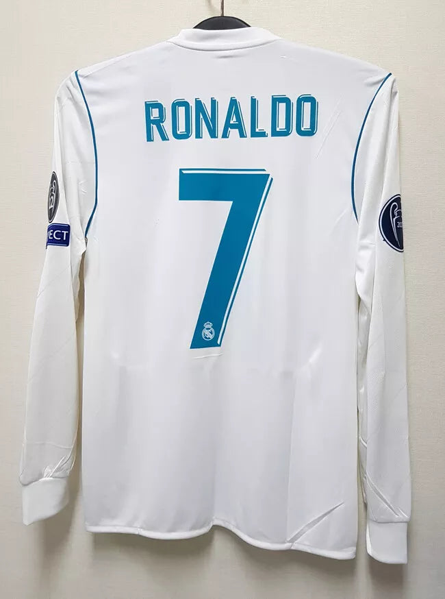 Real Madrid Ronaldo Long Sleeves Retro Version Home Jersey 17/18 UCL