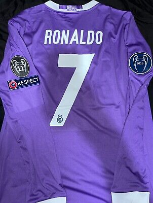 Real Madrid Ronaldo Long Sleeves Retro Version Away Jersey 16/17 UCL